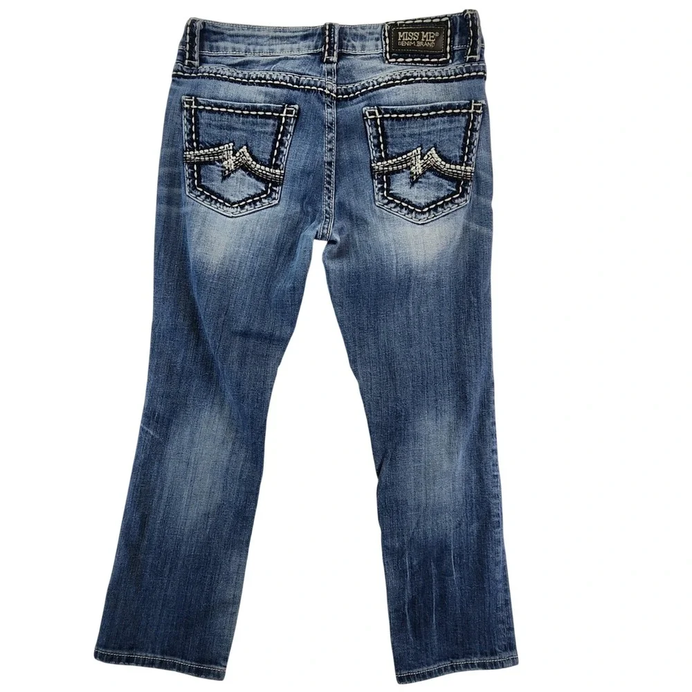 Miss‎ Me Womens 28 Blue Boyfriend Capri JB1026P4 Heavy Stitch Y2K Western Denim